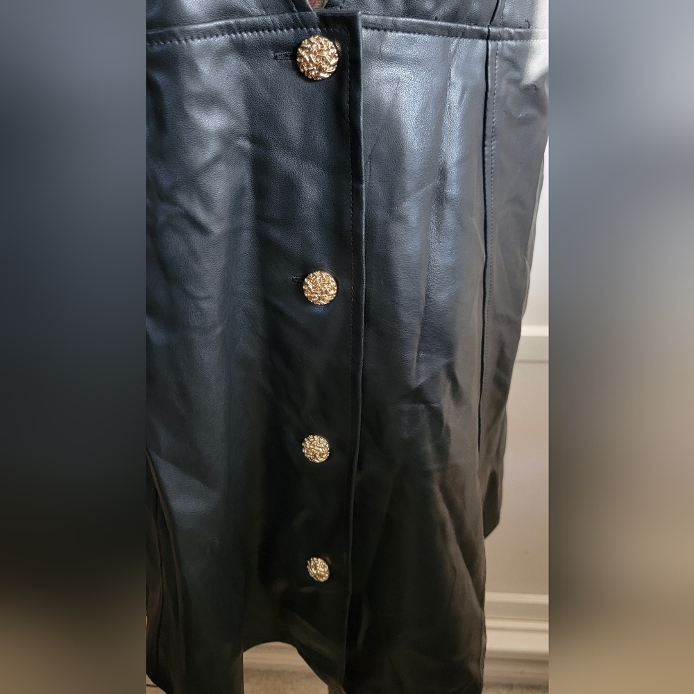 Zara Black Sleeveless Vest DRESS with Gold Buttons size XL - Picture 3 of 7
